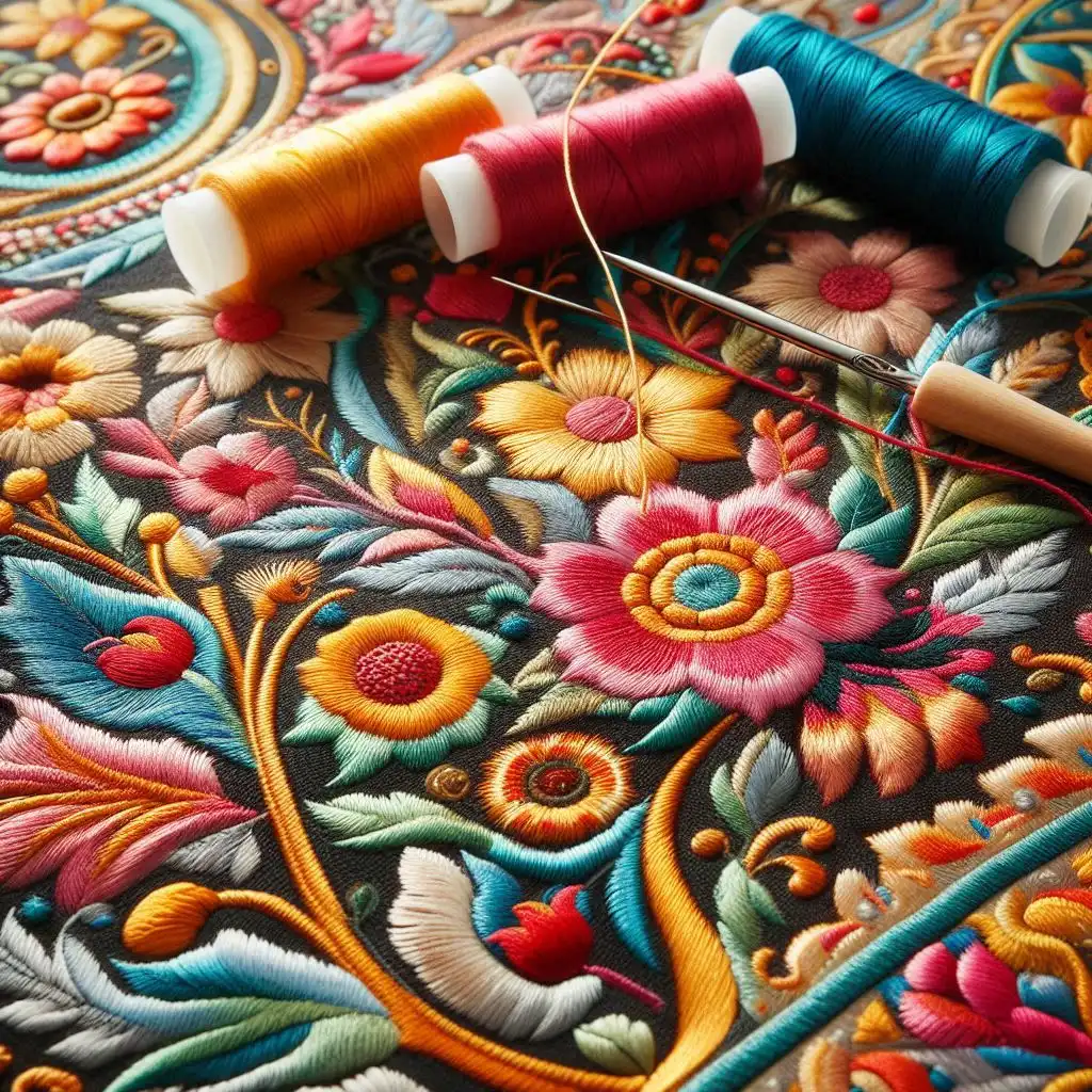 پلیسه و گلدوزی روی پارچه